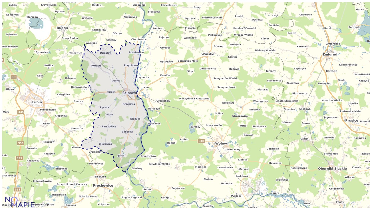 Mapa obszarów ochrony przyrody Ścinawy